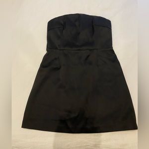 H&M Black Strapless Satin Mini Dress